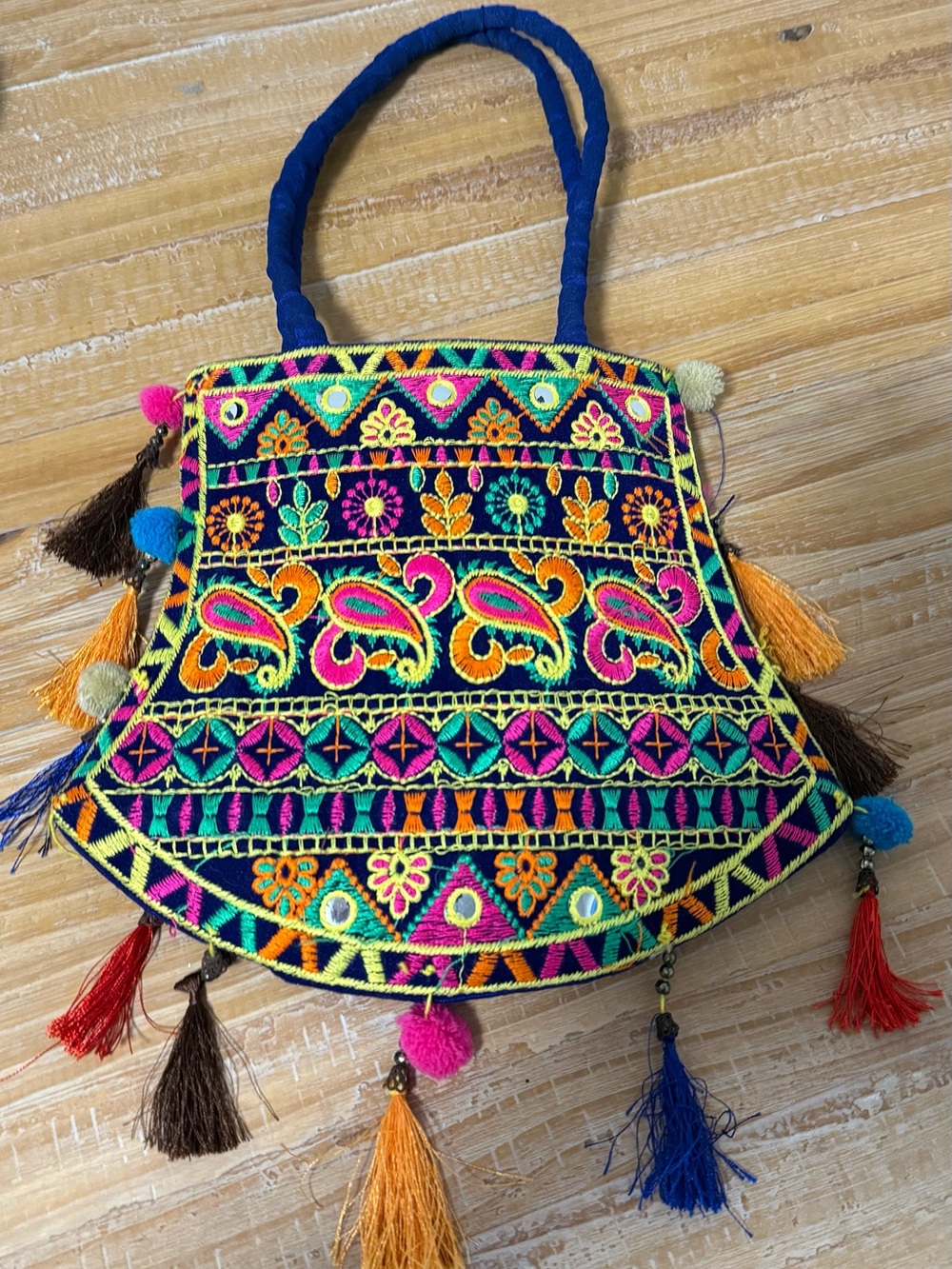 Embroidered Multicolor Boho Tote Bag